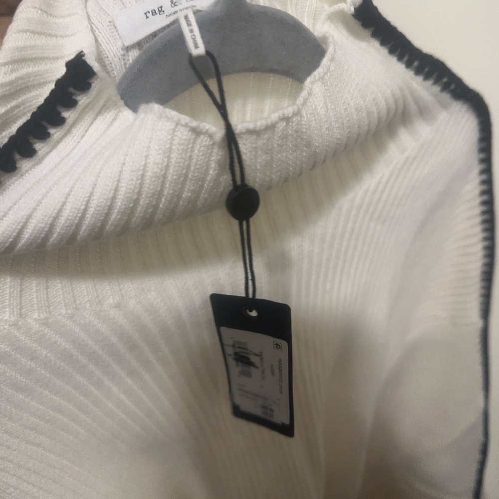 Rag & Bone Cream Turtleneck Sweater with Black Trim